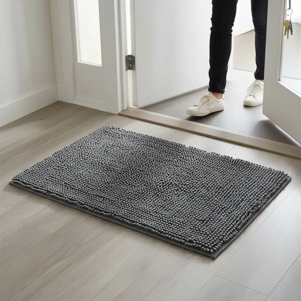 IYPET Chenille Absorbent Outdoor Doormat Washable Muddy Door Mats for Dog Non Slip Pet Mat Indoor Fluffy Modern Rug Machine Washable for Dog Mud Entryway Mat
