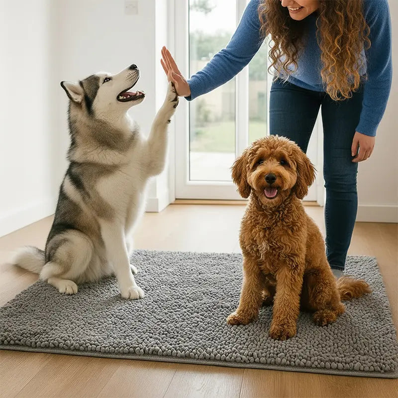 IYPET Chenille Absorbent Outdoor Doormat Washable Muddy Door Mats for Dog Non Slip Pet Mat Indoor Fluffy Modern Rug Machine Washable for Dog Mud Entryway Mat