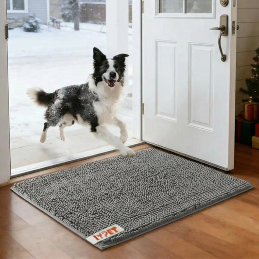 IYPET Chenille Absorbent Outdoor Doormat Washable Muddy Door Mats for Dog Non Slip Pet Mat Indoor Fluffy Modern Rug Machine Washable for Dog Mud Entryway Mat